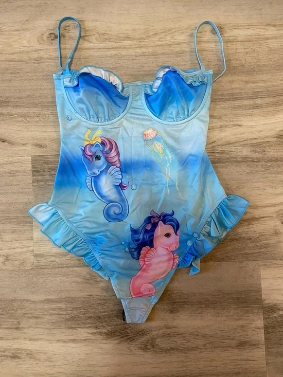 RARE Dolls Kill x My Little Pony mermaid Aquatic Soul One Piece Swimsuit- NWOT - Picture 3 of 16